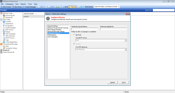 Email/SMS Notification Settings