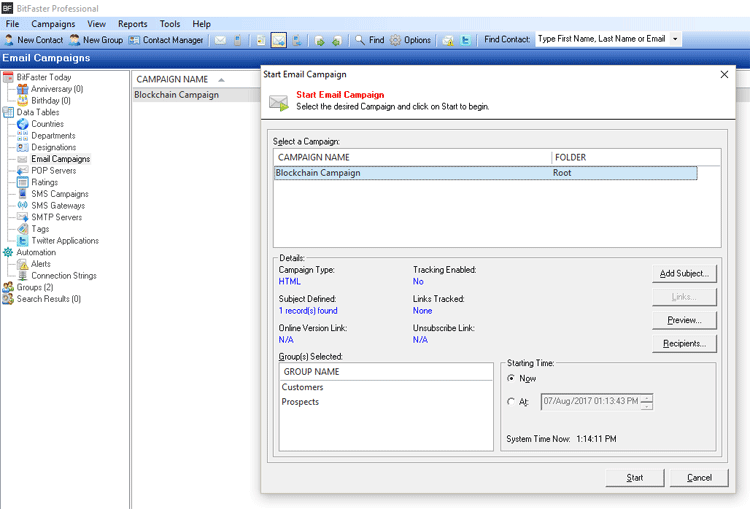 Start Email Campaign