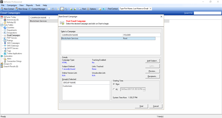 Start Email Campaign